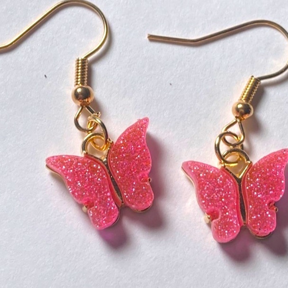 Sparkly hot pink earrings